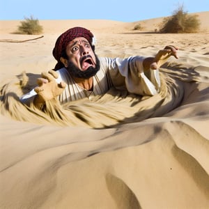 MAN SINKING IN QUICKSAND
