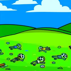 corpses cartoon in field