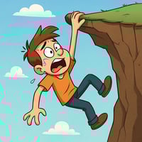 getting over cliff overhand it cartoon
